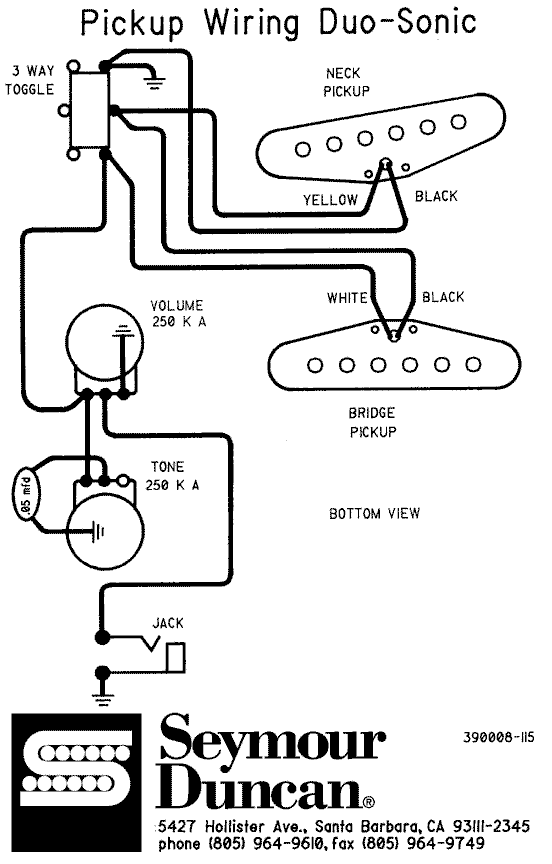 Schéma de montage / cablage pour Fender Duo-Sonic 1963 fender telecaster wiring diagram 